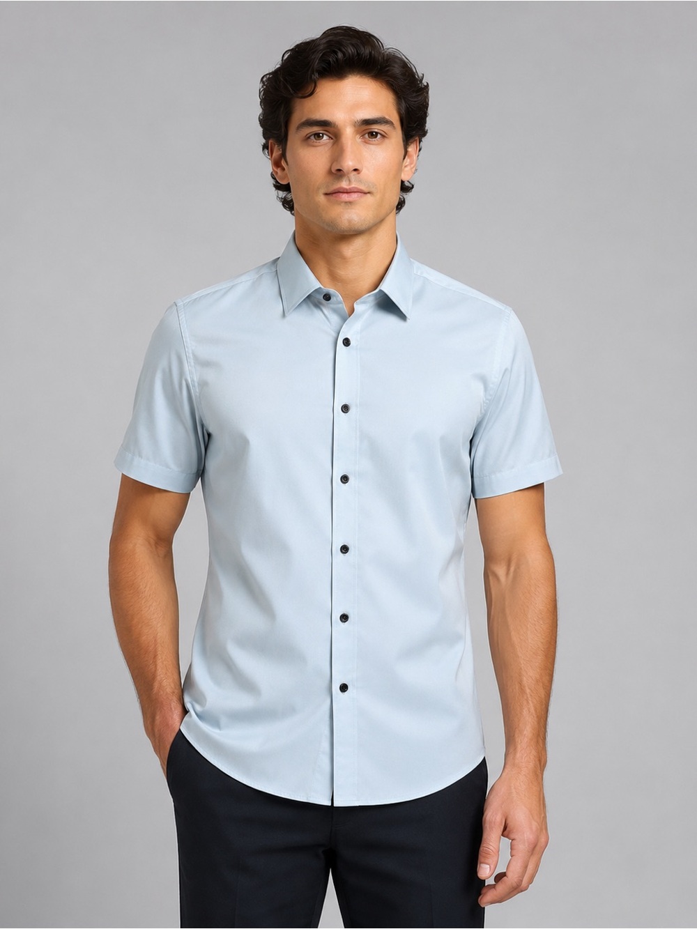 ZARA Man Slim Fit Short Sleeve Button-Up Shirt